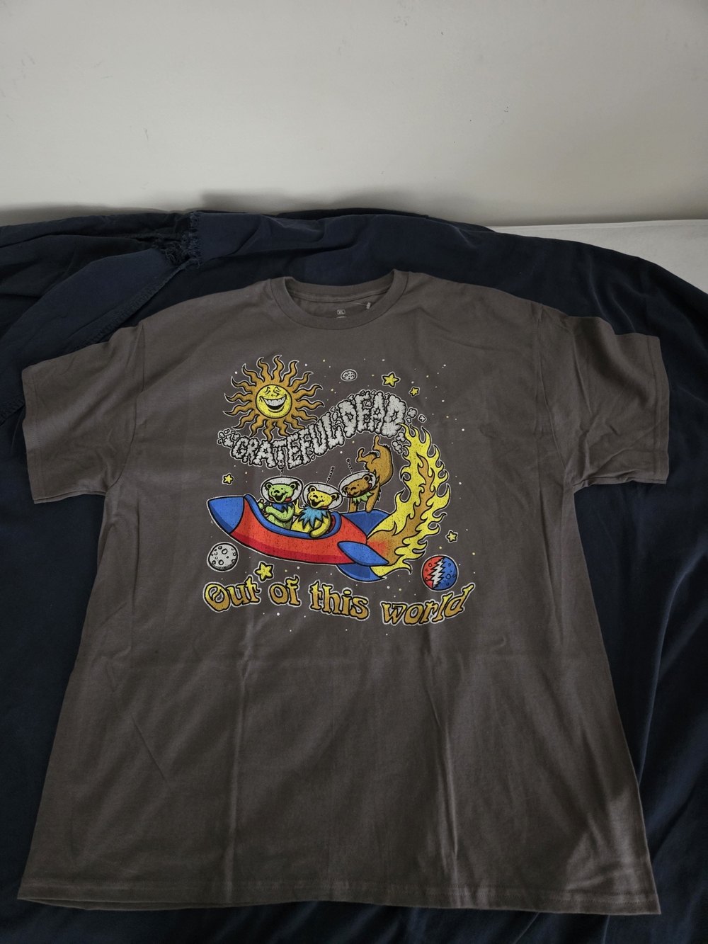 Grateful Dead Out of This World Graphic Tee - Charcoal with Multicolor Art